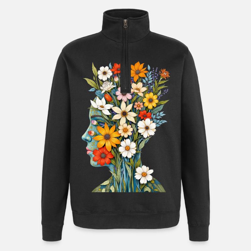 Abstrakte Kunst Blumen - Quarter-Zip-Sweatshirt - Schwarz