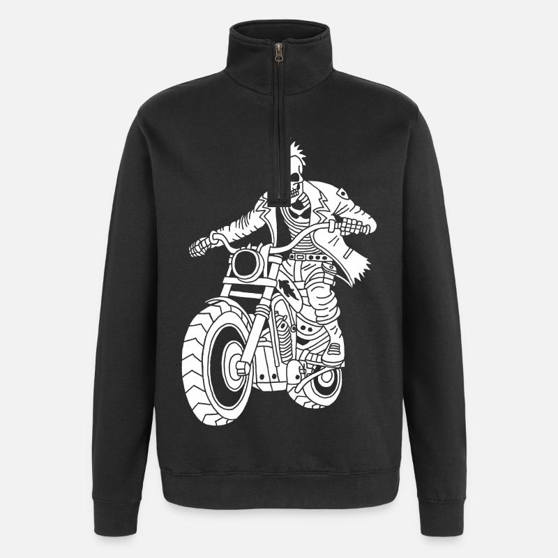 Motard de l'enfer (blanc) - Sweat à zip 1/4 - noir
