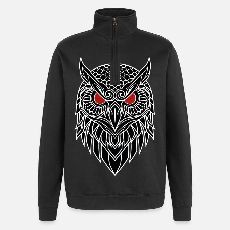 Eagle Owl Red Eye Totem - Quarter-Zip Sweatshirt - black