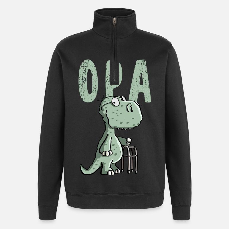 Opa Dinosaurier - Großvater - Geschenk - Quarter-Zip-Sweatshirt - Schwarz