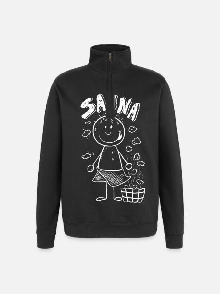 Dampf Sauna Strichmännchen - Quarter-Zip-Sweatshirt - Schwarz