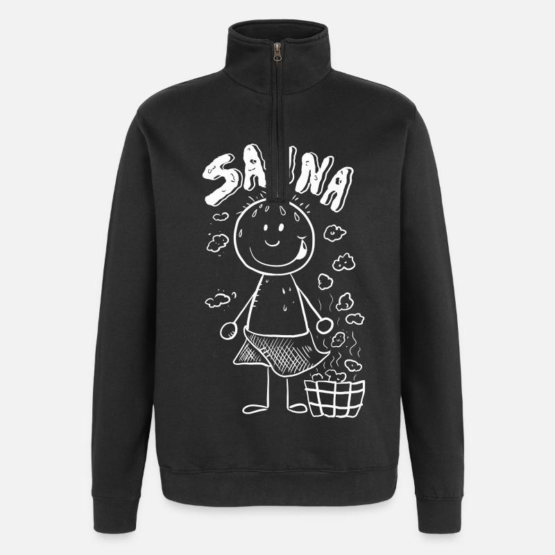 Dampf Sauna Strichmännchen - Quarter-Zip-Sweatshirt - Schwarz