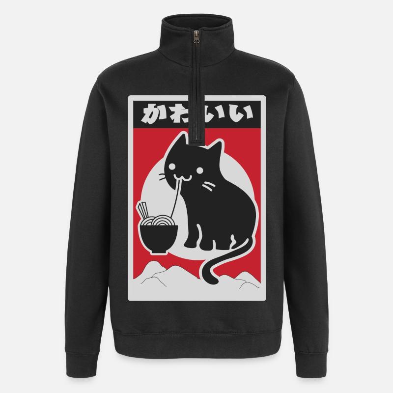 Neko schwarze Liebe Ramen - Quarter-Zip-Sweatshirt - Schwarz