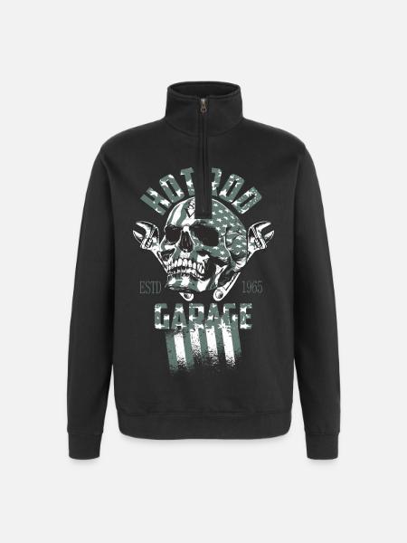 Hot Rod Garage - Quarter-Zip-Sweatshirt - Schwarz