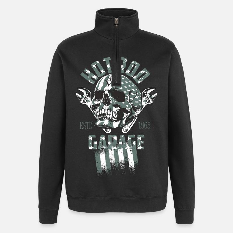 Hot Rod Garage - Sweat à zip 1/4 - noir