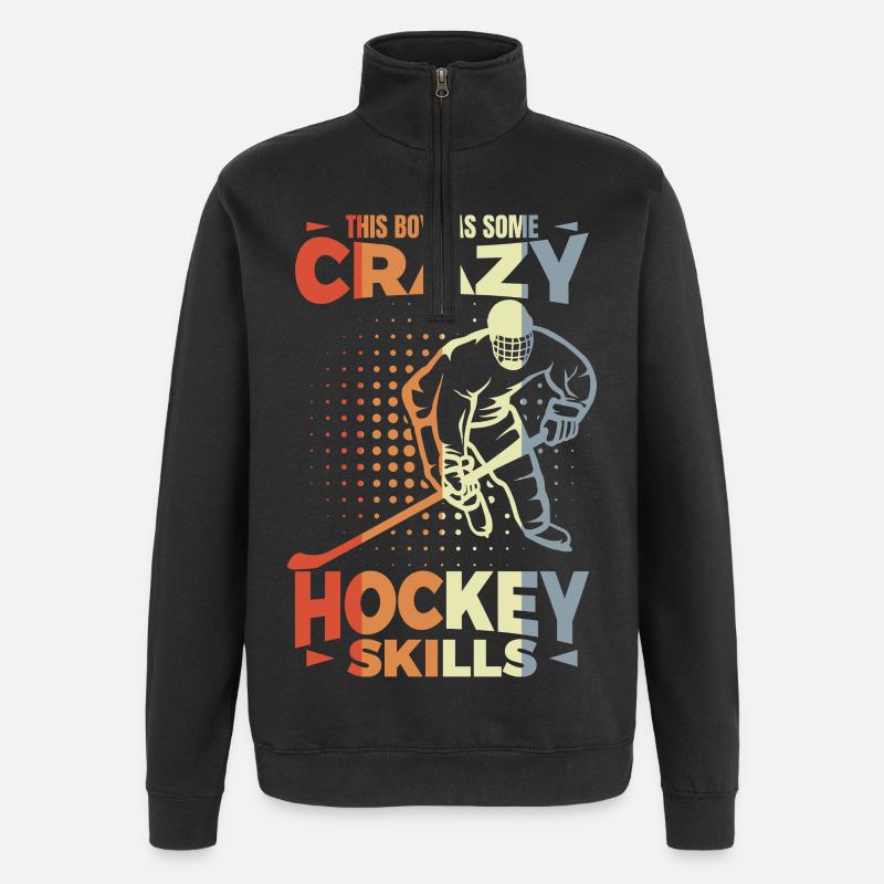 Kleiner Eishockeyspieler - Quarter-Zip-Sweatshirt - Schwarz