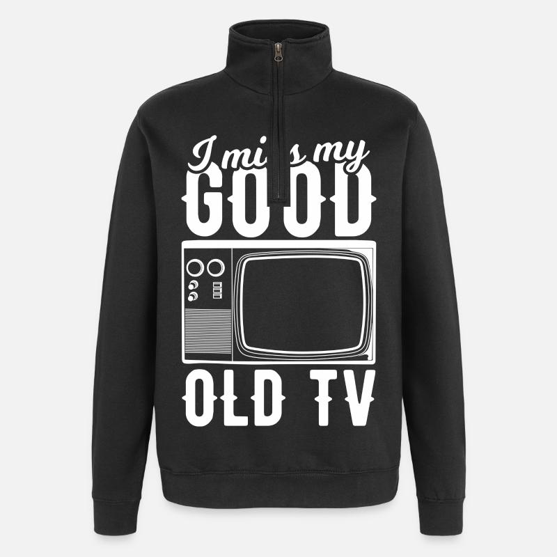 Mon vieux téléviseur me manque - Sweat à zip 1/4 - noir