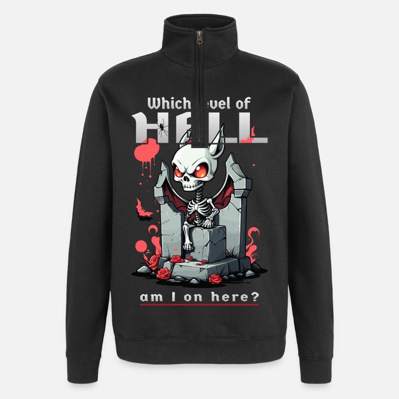 Squelette d’animal kawaii - Sweat à zip 1/4 - noir