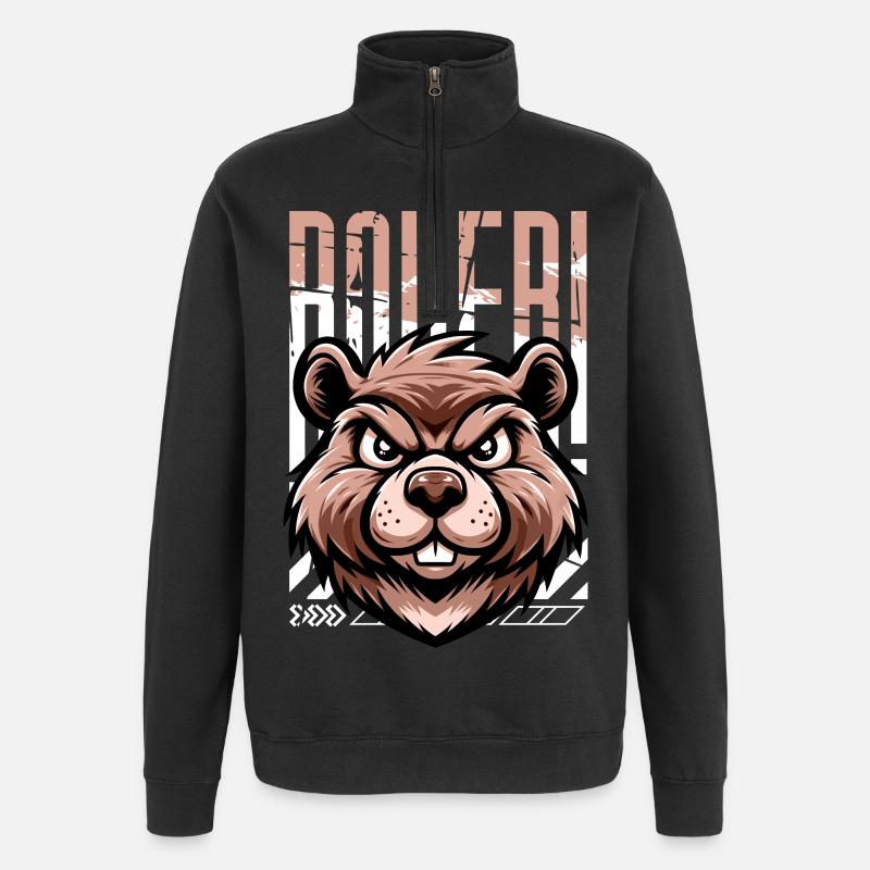 BOBER - Quarter-Zip-Sweatshirt - Schwarz