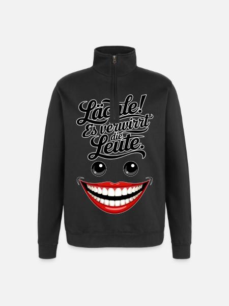 Always smiling - Quarter-Zip Sweatshirt - black