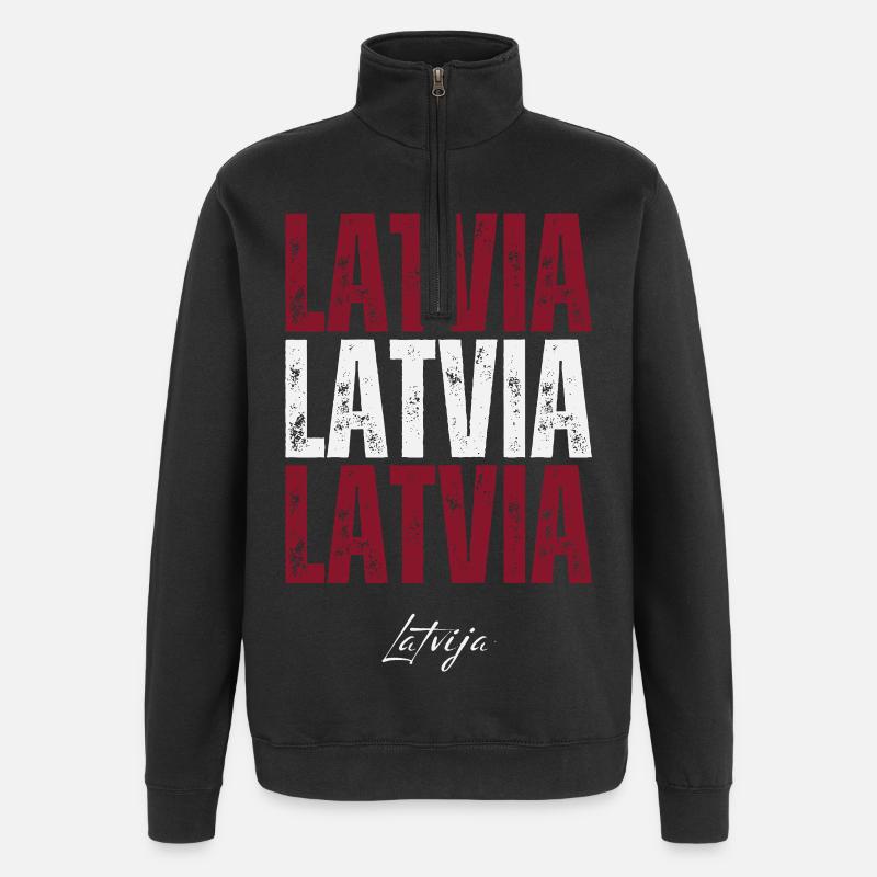 Fierté lettone, j’adore la Lettonie - Sweat à zip 1/4 - noir