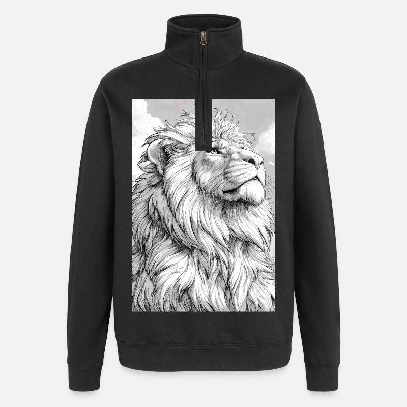 Illustration eines Löwen - Quarter-Zip-Sweatshirt - Schwarz