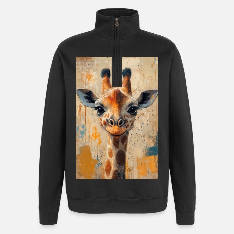 Illustration einer Giraffe - Quarter-Zip-Sweatshirt - Schwarz