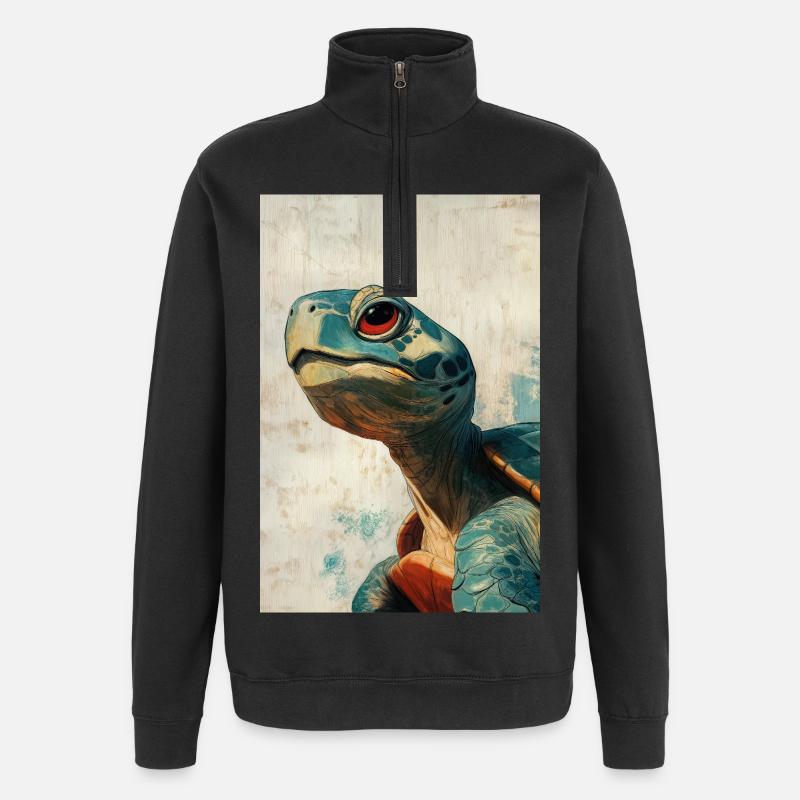 Illustration einer Schildkröte - Quarter-Zip-Sweatshirt - Schwarz