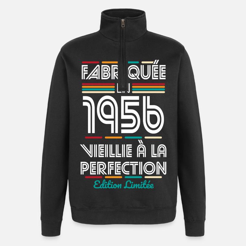 1956 – Hergestellt – Perfekt gereift - Quarter-Zip-Sweatshirt - Schwarz