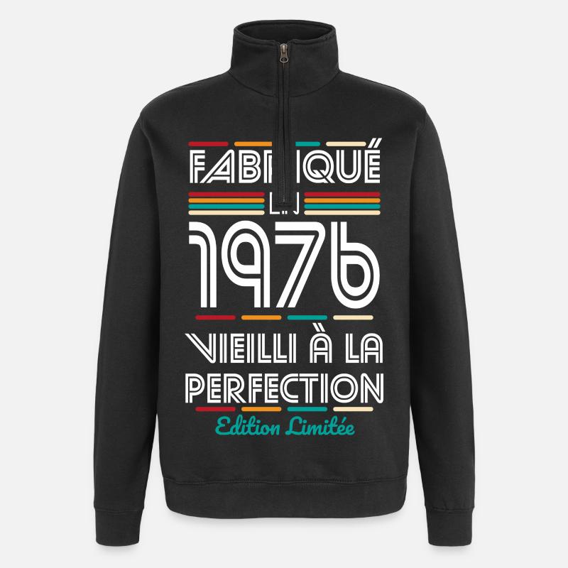1976 – Hergestellt – Perfekt gereift - Quarter-Zip-Sweatshirt - Schwarz