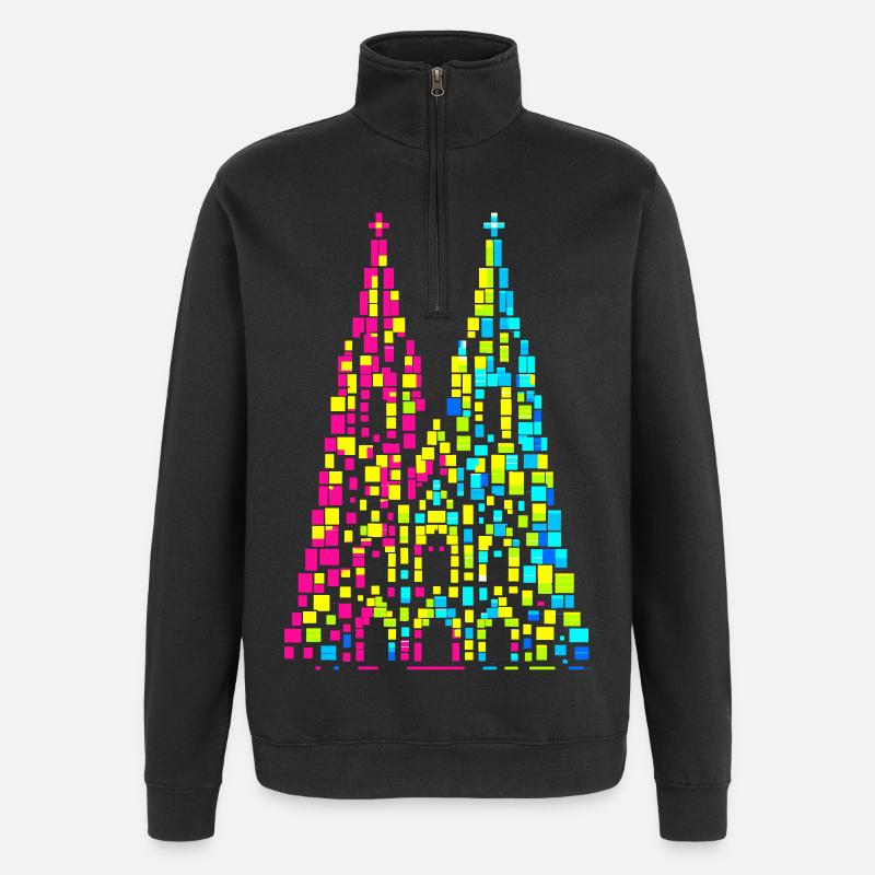Cathédrale de Cologne, Carnaval, Carnaval, Confettis - Sweat à zip 1/4 - noir