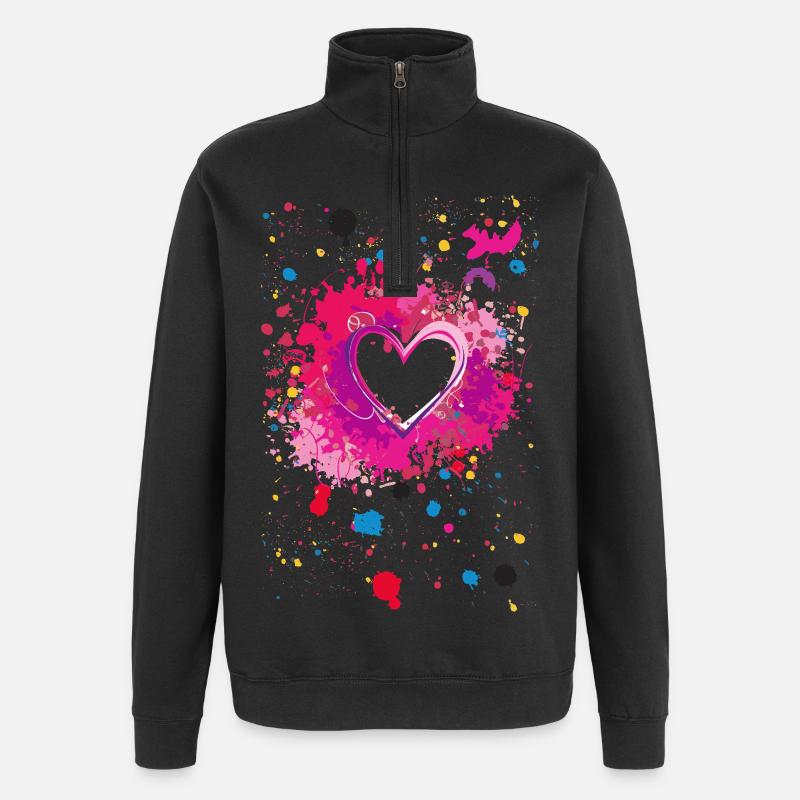 Spray pour le cœur - Sweat à zip 1/4 - noir