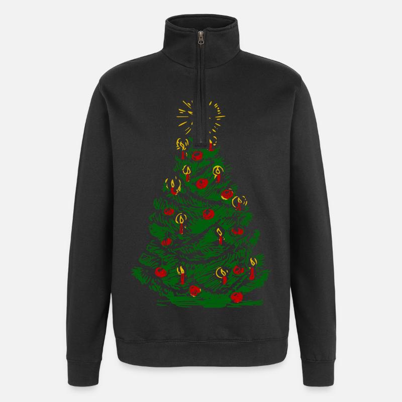 Weihnachtsbaum mit Kerzen und Stern - Quarter-Zip-Sweatshirt - Schwarz