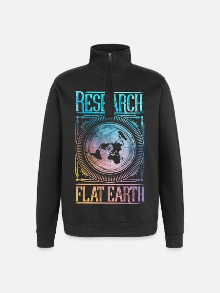 Research Flat Earth - Quarter-Zip Sweatshirt - black