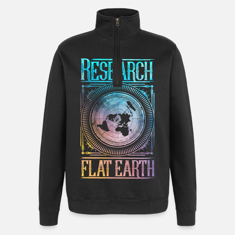 Research Flat Earth - Quarter-Zip Sweatshirt - black