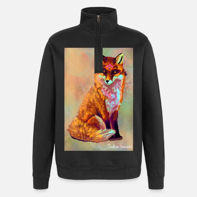 Fuchs Poster - Quarter-Zip-Sweatshirt - Schwarz
