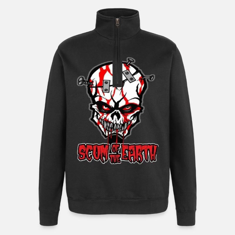 Totenschädel mit Nägel - Quarter-Zip-Sweatshirt - Schwarz
