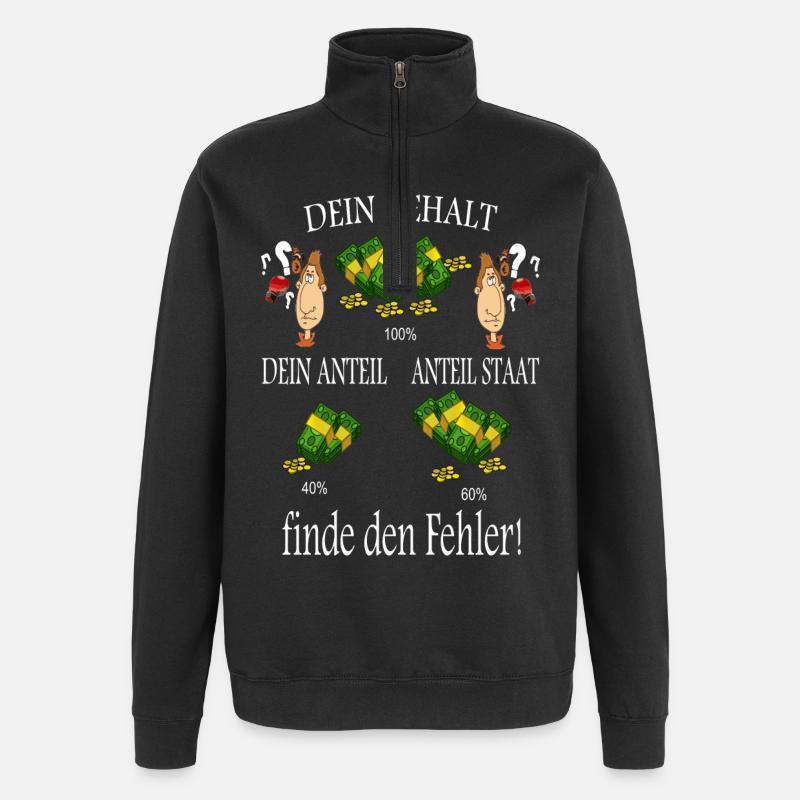 Finde den Fehler ! - Quarter-Zip-Sweatshirt - Schwarz