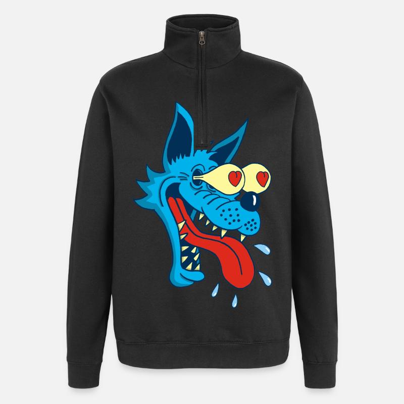 Blauer Wolf verliebt - Quarter-Zip-Sweatshirt - Schwarz