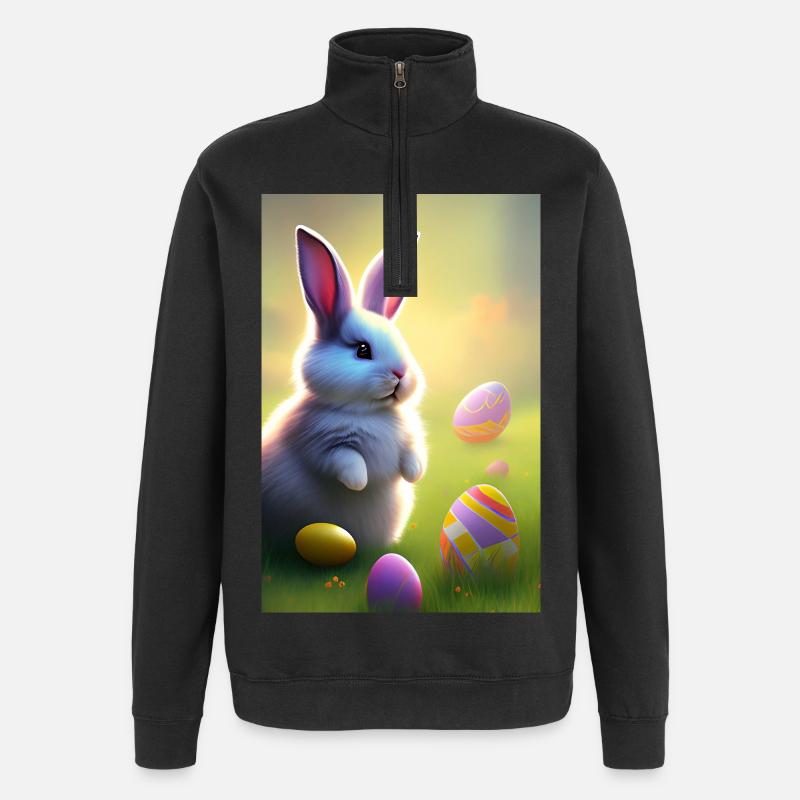 Easter Bunny with Easter Eggs - Quarter-Zip Sweatshirt - black