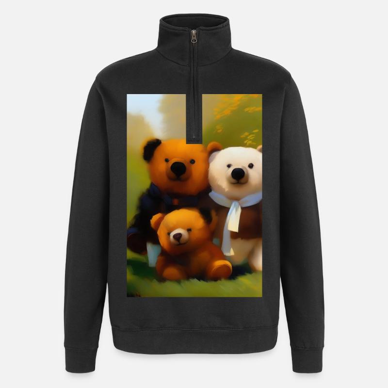 Teddybär - Quarter-Zip-Sweatshirt - Schwarz