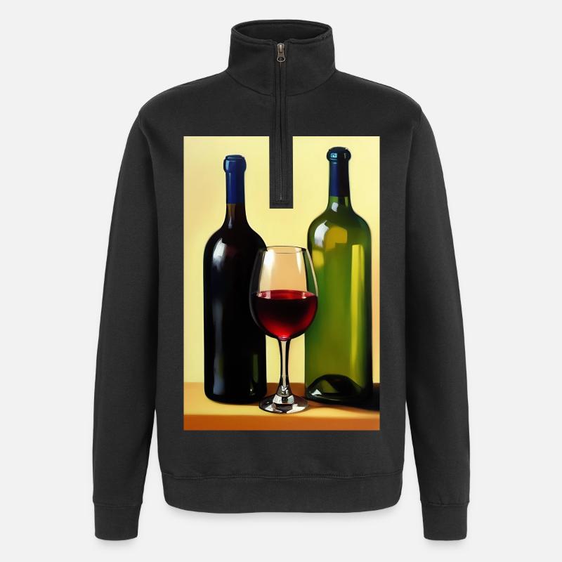Wein Trinker - Quarter-Zip-Sweatshirt - Schwarz