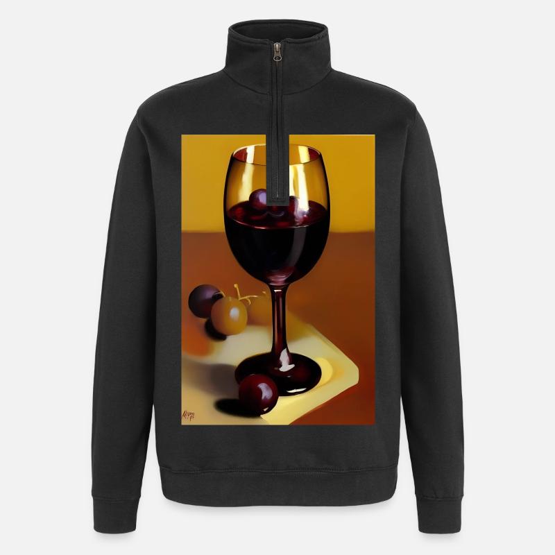 Wein Trinker - Quarter-Zip-Sweatshirt - Schwarz