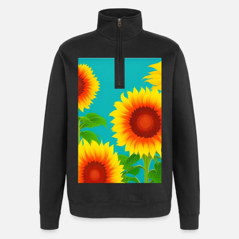 Sonnenblumen - Quarter-Zip-Sweatshirt - Schwarz