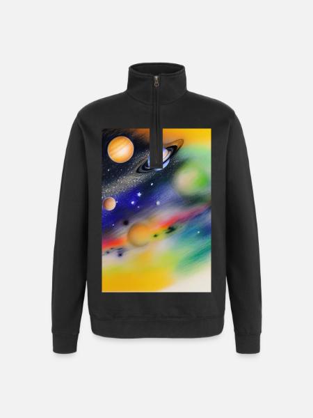 Space and planets - Quarter-Zip Sweatshirt - black