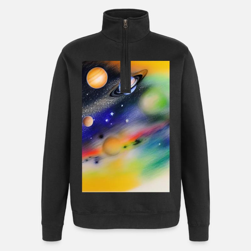 Space and planets - Quarter-Zip Sweatshirt - black