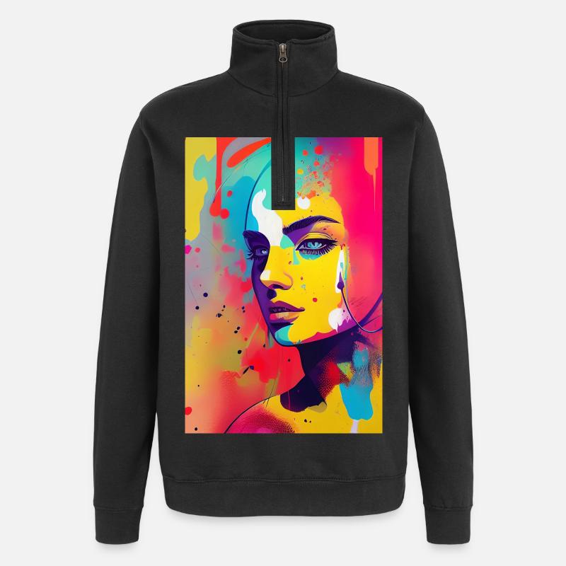 Abstrakte Kunst - Quarter-Zip-Sweatshirt - Schwarz