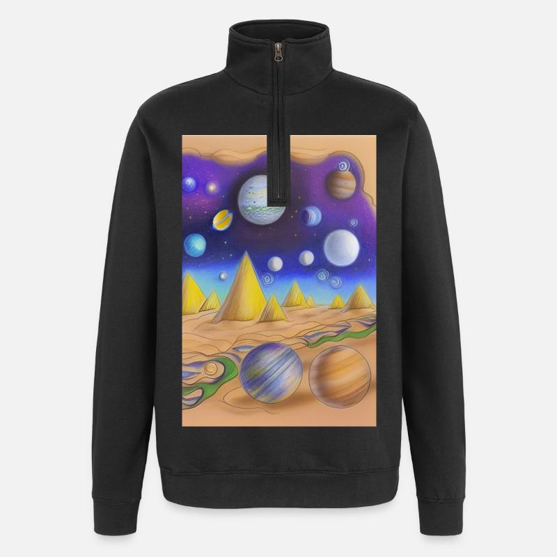 Space and planets - Quarter-Zip Sweatshirt - black