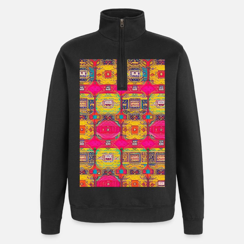 Modèle rétro - Sweat à zip 1/4 - noir