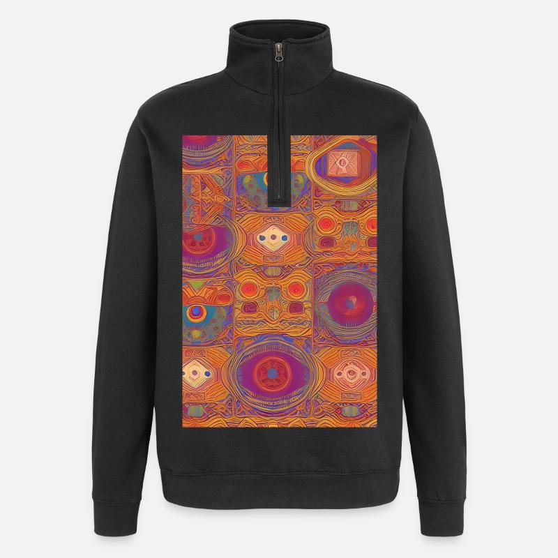 Retro Pattern - Quarter-Zip Sweatshirt - black