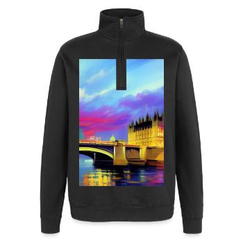 Brücken in London - Quarter-Zip-Sweatshirt - Schwarz - Vorne - AI Model Female 172 light (172cm) & AI Model Male 178 dark (178cm)