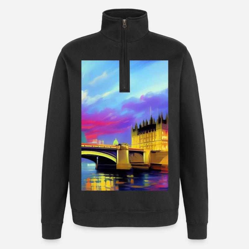 Ponts à Londres - Sweat à zip 1/4 - noir