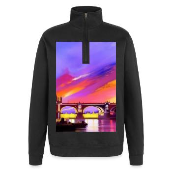 Brücken in London - Quarter-Zip-Sweatshirt - Schwarz - Vorne - AI Model Female 172 light (172cm) & AI Model Male 178 dark (178cm)