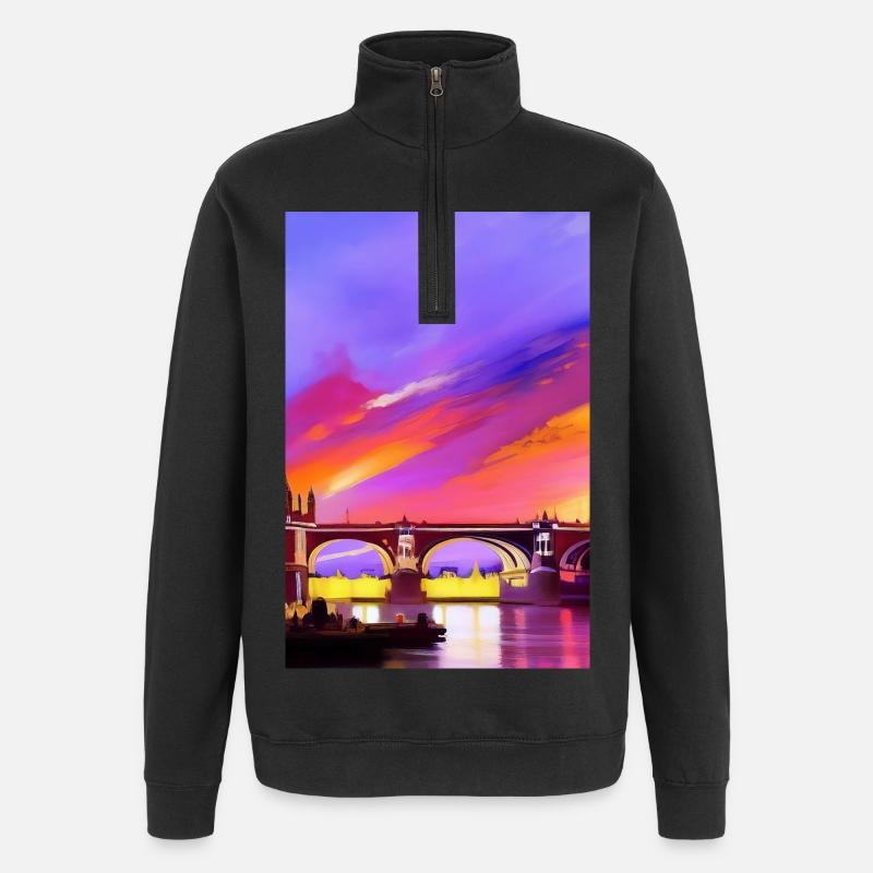 Ponts à Londres - Sweat à zip 1/4 - noir