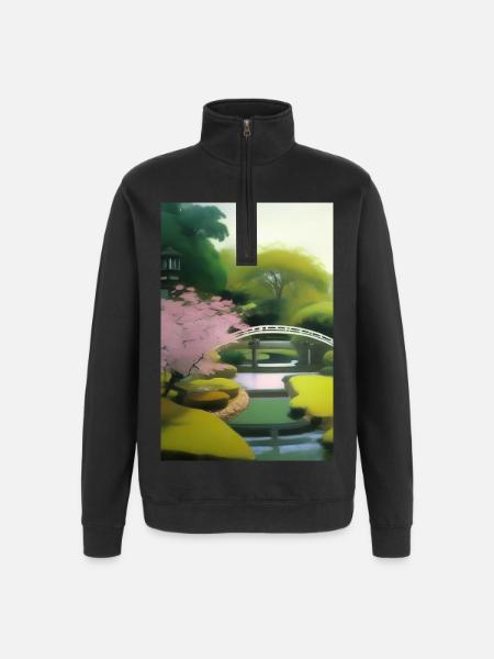 Chinese Zen Garden - Quarter-Zip Sweatshirt - black