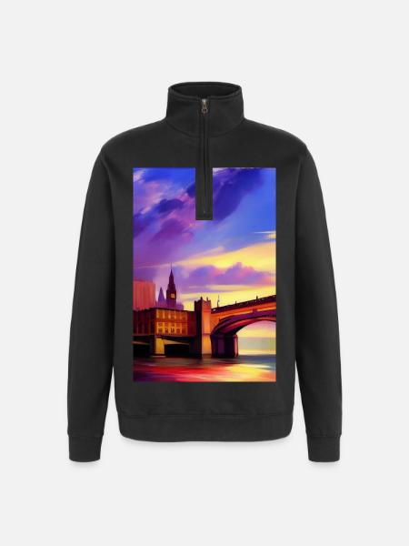 Bridges in London - Quarter-Zip Sweatshirt - black