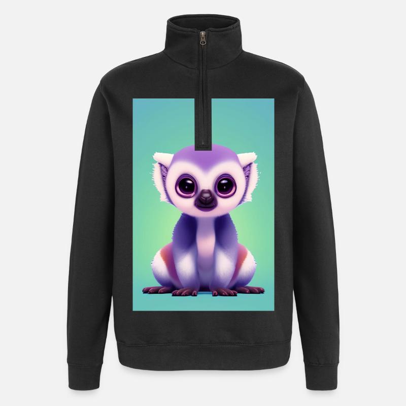 Lemur Affe - Quarter-Zip-Sweatshirt - Schwarz