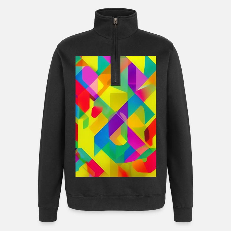 Retro Muster Bunt - Quarter-Zip-Sweatshirt - Schwarz