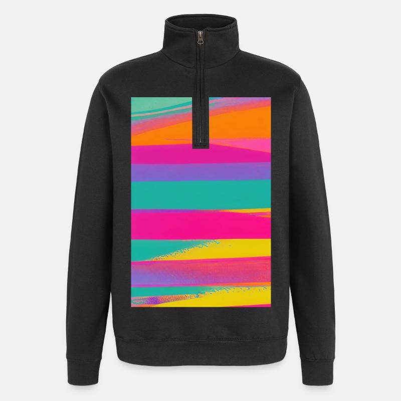 Retro Muster Bunt - Quarter-Zip-Sweatshirt - Schwarz