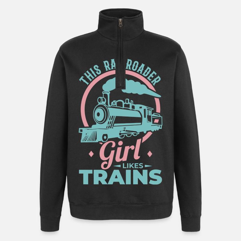 Eisenbahn Mädchen - Quarter-Zip-Sweatshirt - Schwarz